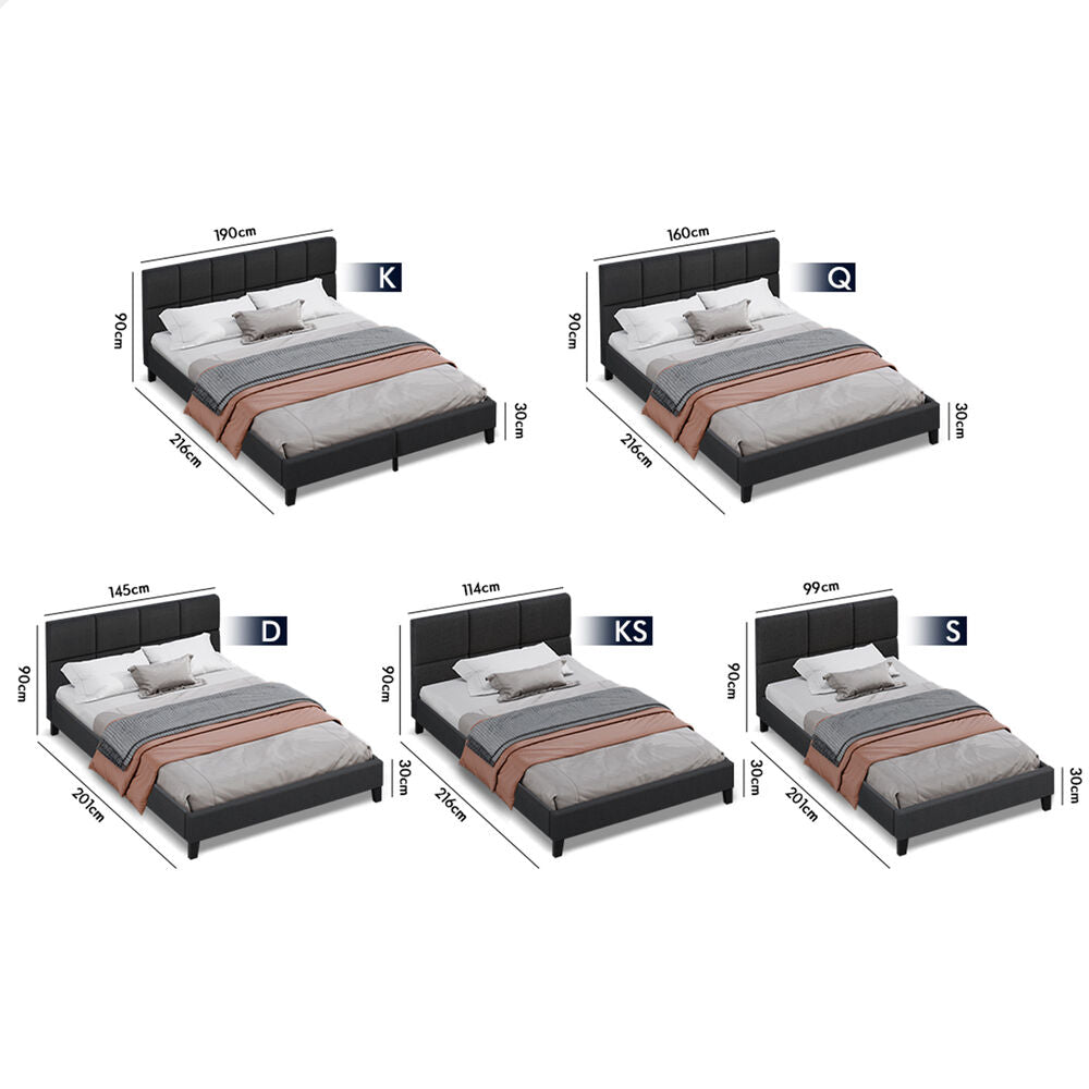 ALFORDSON Bed Frame King Size Wooden Platform Mattress Base Fabric Charcoal