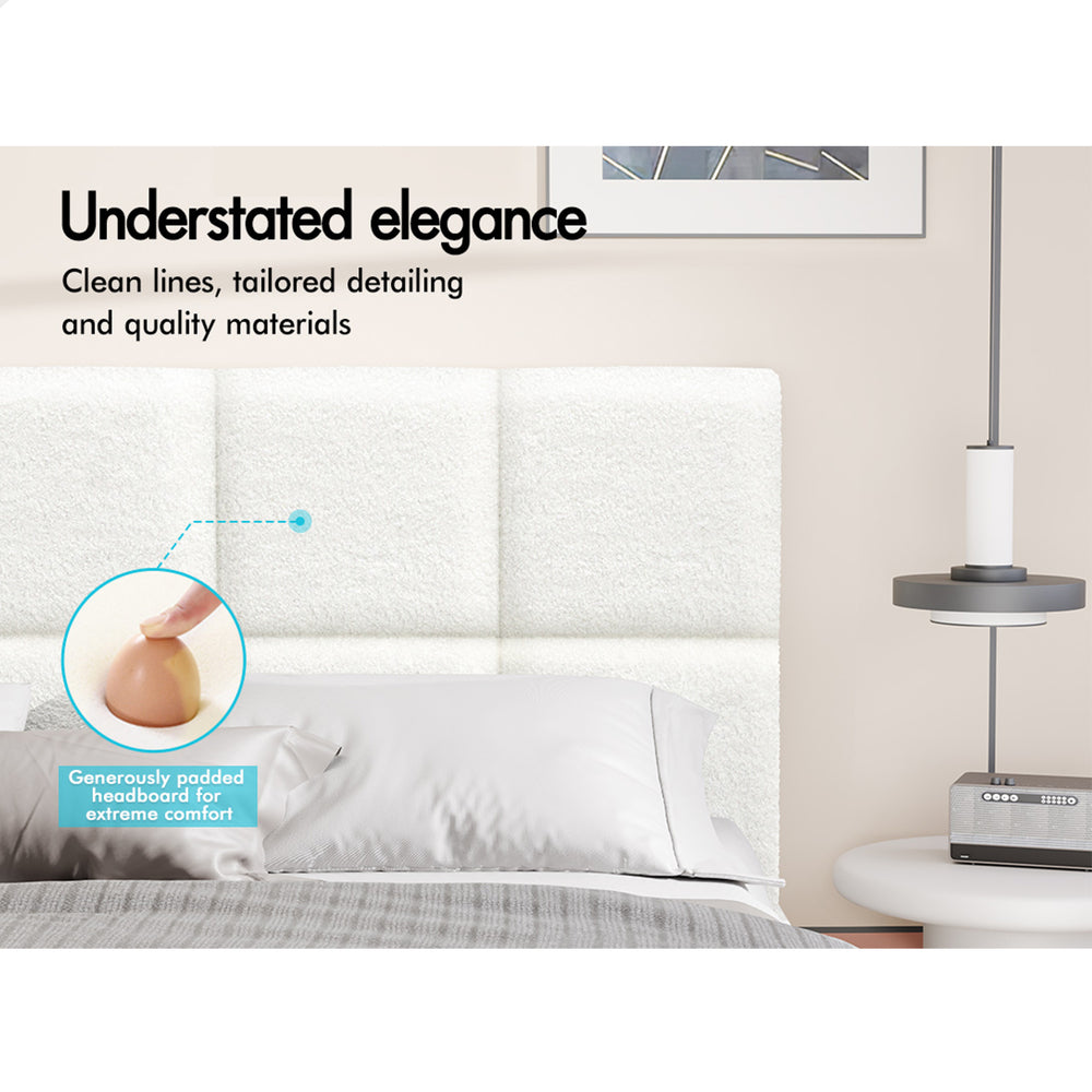 ALFORDSON Bed Frame King Single Wooden Platform Mattress Base Boucle Fabric