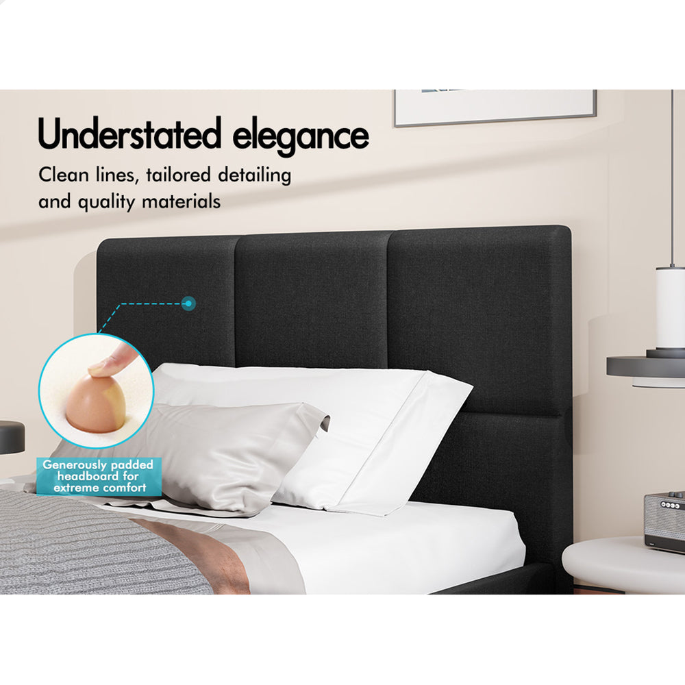 ALFORDSON Bed Frame King Single Wooden Platform Mattress Base Fabric Charcoal