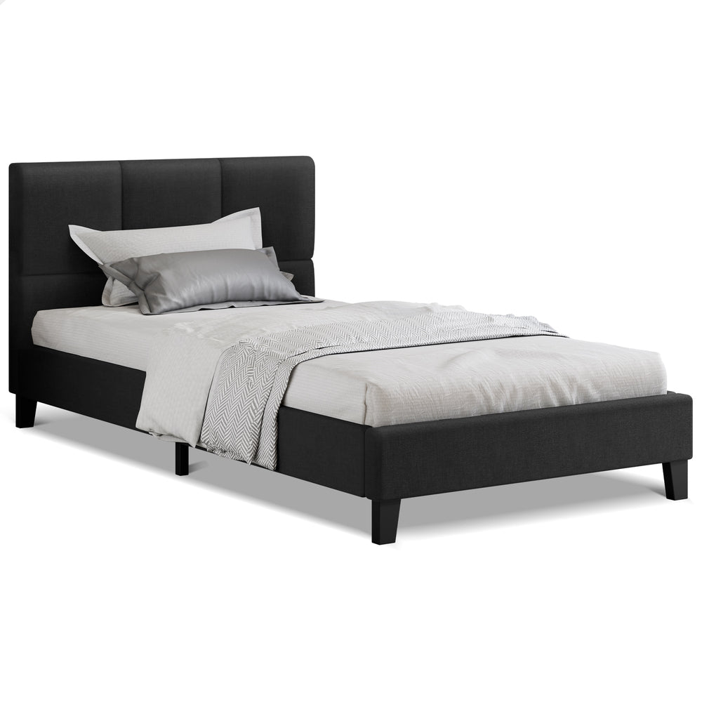 ALFORDSON Bed Frame King Single Wooden Platform Mattress Base Fabric Charcoal