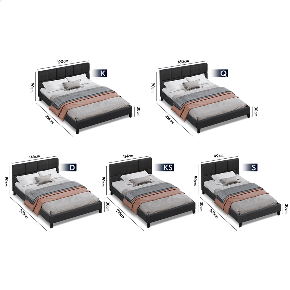 ALFORDSON Bed Frame King Single Wooden Platform Mattress Base Fabric Charcoal
