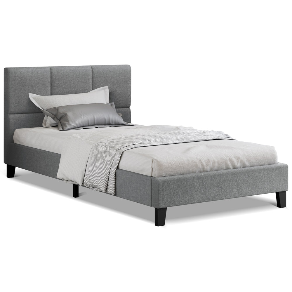 ALFORDSON Bed Frame King Single Wooden Platform Mattress Base Fabric Grey