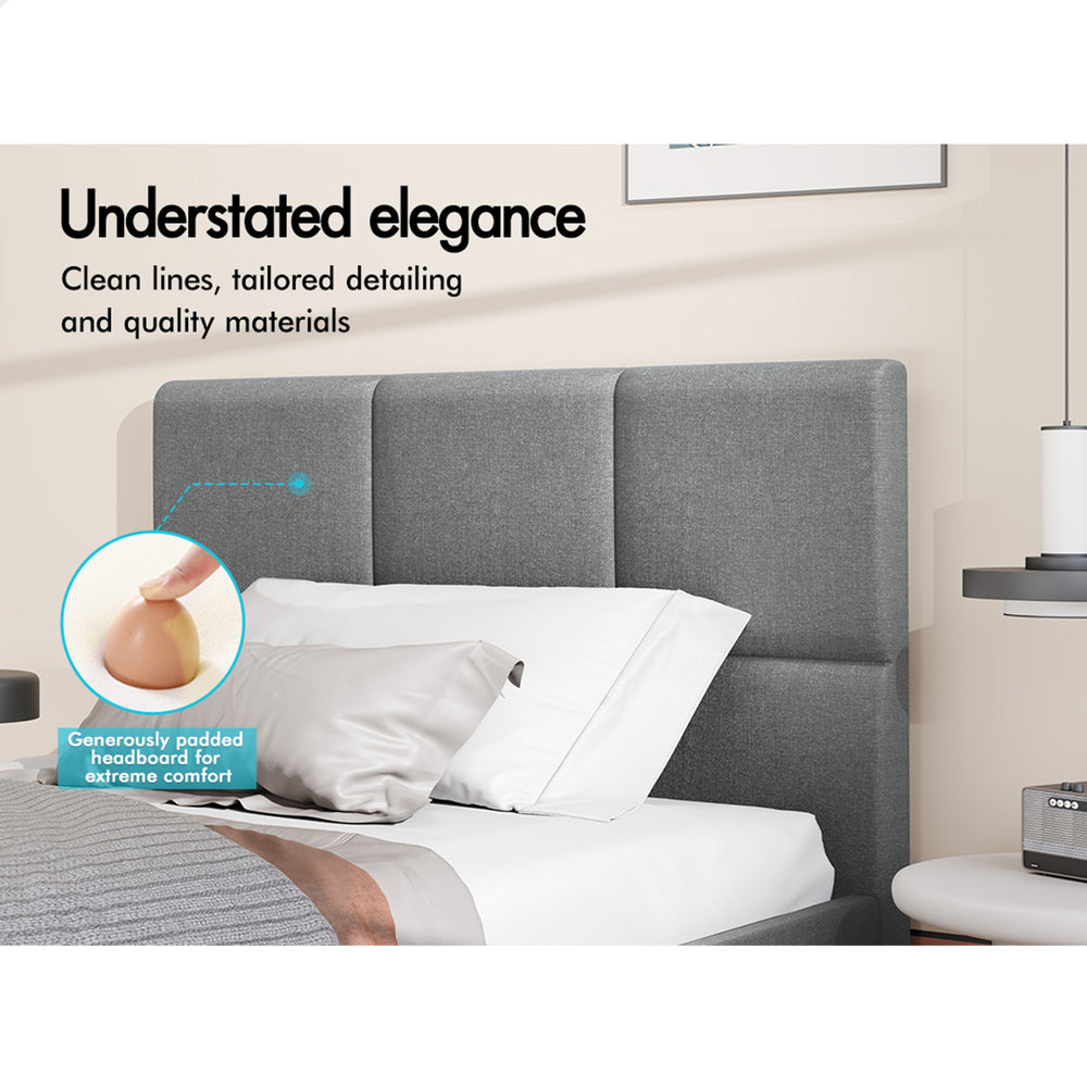 ALFORDSON Bed Frame King Single Wooden Platform Mattress Base Fabric Grey