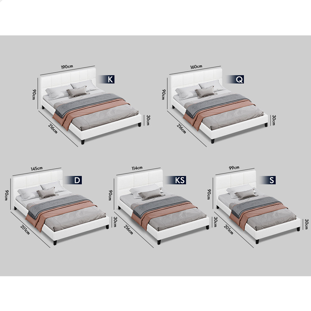 ALFORDSON Bed Frame Queen Size Wooden Platform Mattress Base Boucle Fabric