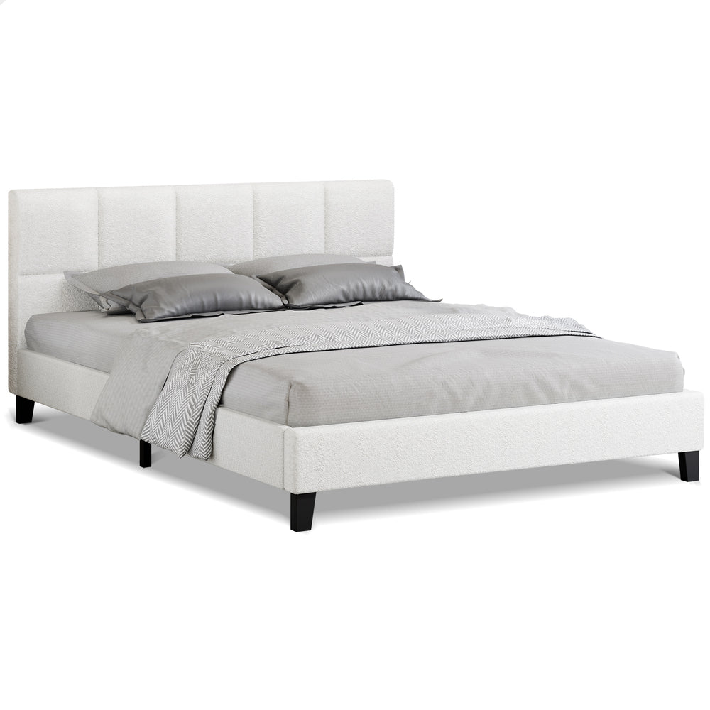 ALFORDSON Bed Frame Queen Size Wooden Platform Mattress Base Boucle Fabric