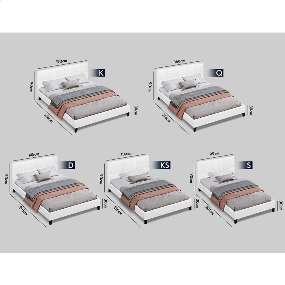 ALFORDSON Bed Frame Single Size Wooden Platform Mattress Base Boucle Fabric
