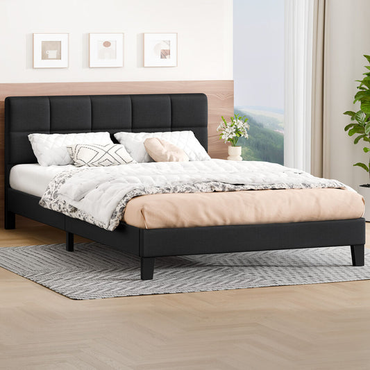 ALFORDSON Bed Frame Double Size Wooden Slats Platform Fabric Charcoal Paula