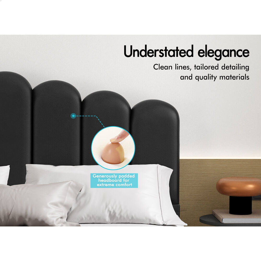ALFORDSON Bed Frame King Size Upholstered Platform Base Leather Black TANIA