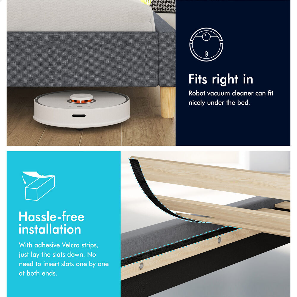 ALFORDSON Bed Frame King Size Upholstered Platform Base Grey Fabric TANIA