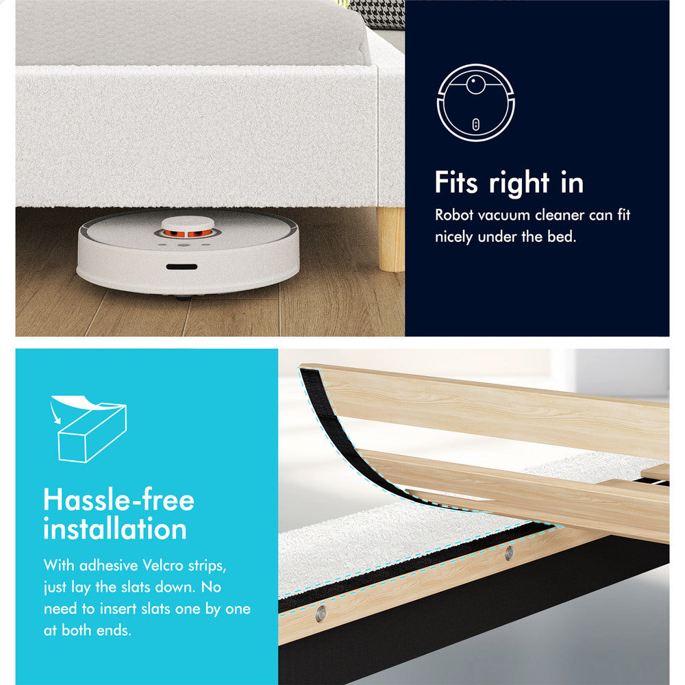 ALFORDSON Bed Frame King Single Upholstered Platform Base White Boucle TANIA