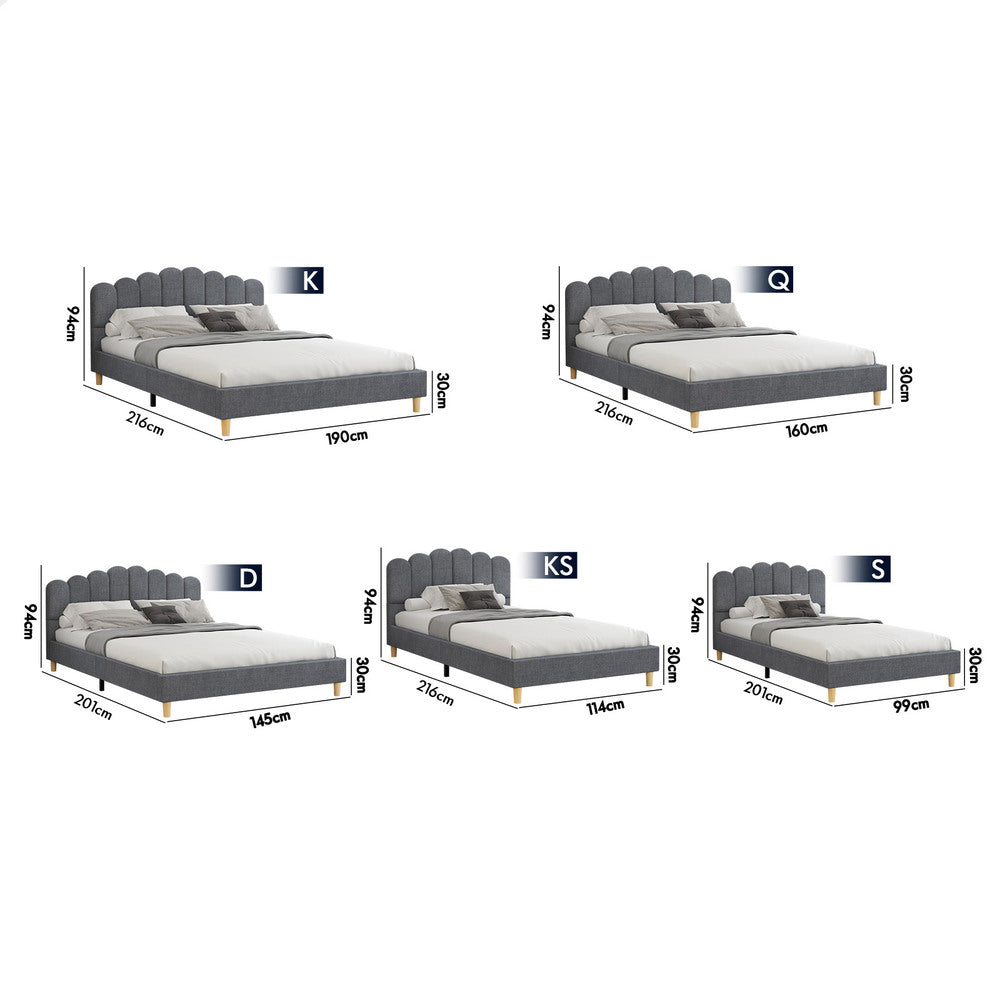 ALFORDSON Bed Frame Single Size Upholstered Platform Base Grey Fabric TANIA