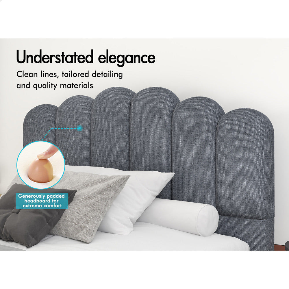 ALFORDSON Bed Frame Single Size Upholstered Platform Base Grey Fabric TANIA