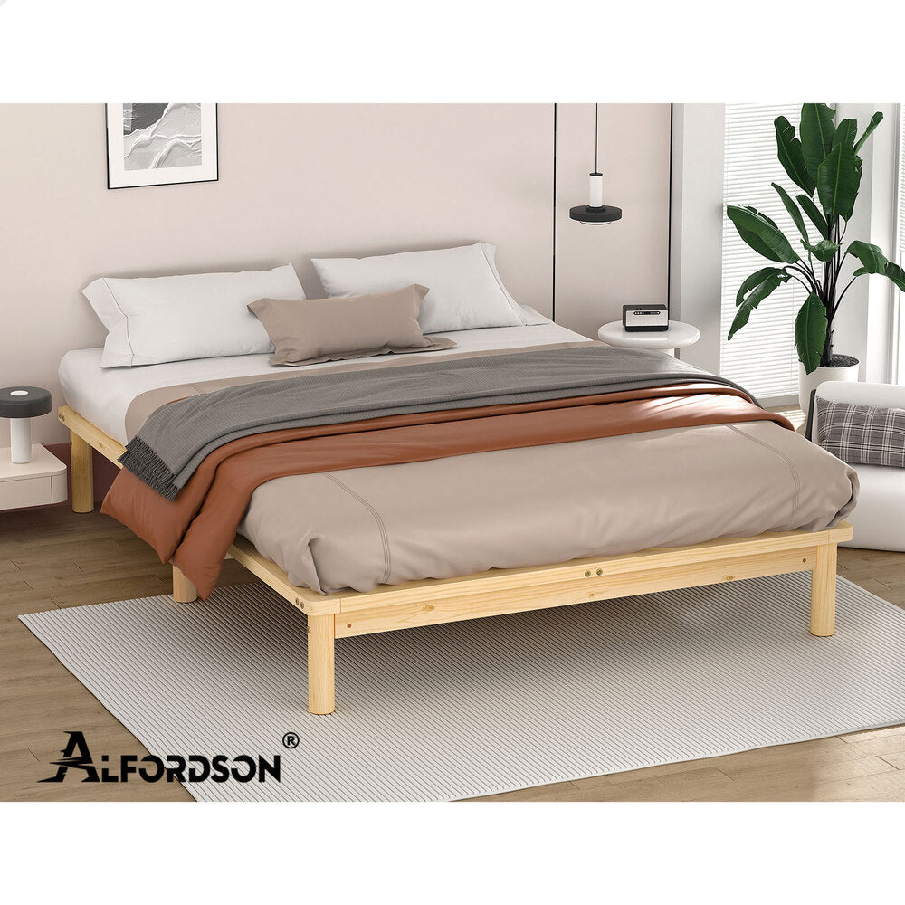 ALFORDSON Bed Frame Wooden Timber Double Size Mattress Base Platform Basia Oak
