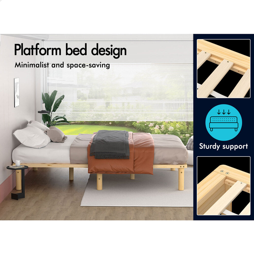 ALFORDSON Bed Frame Wooden Timber Double Size Mattress Base Platform Basia Oak