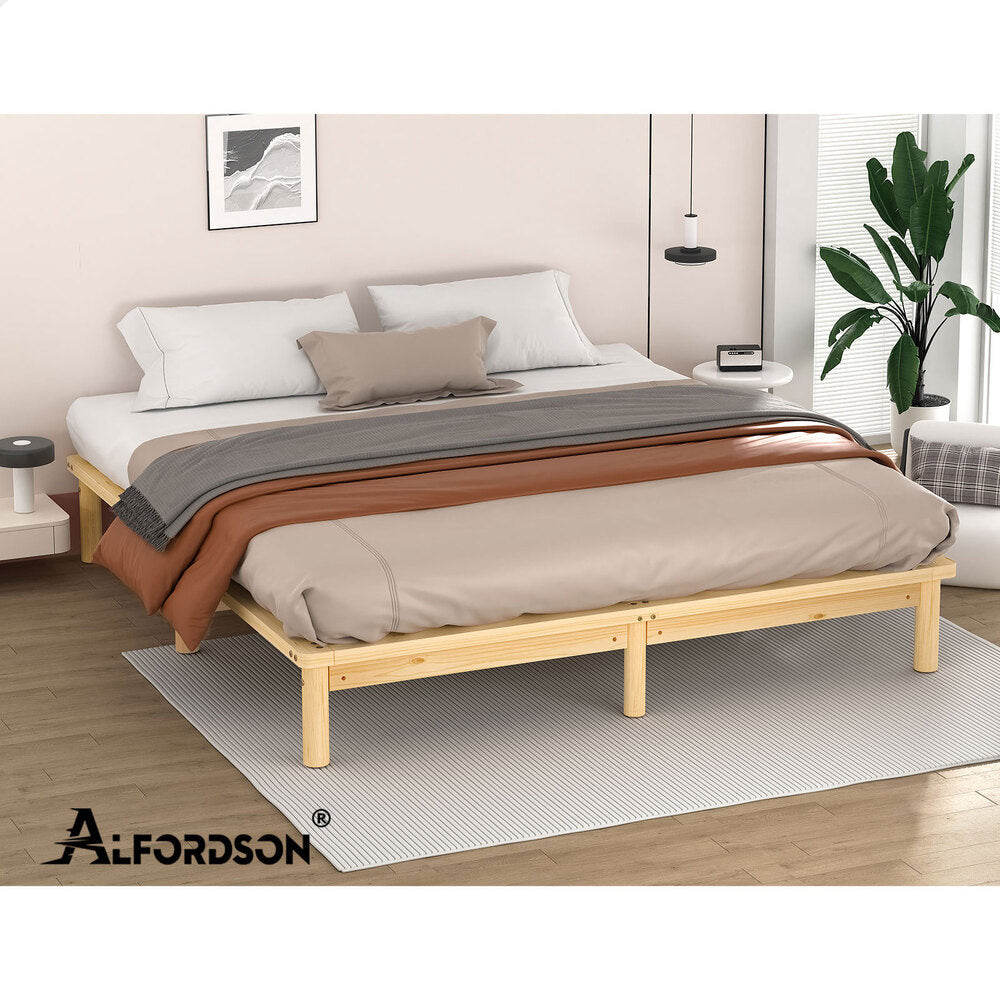 ALFORDSON Bed Frame Wooden Timber King Size Mattress Base Platform Basia Oak