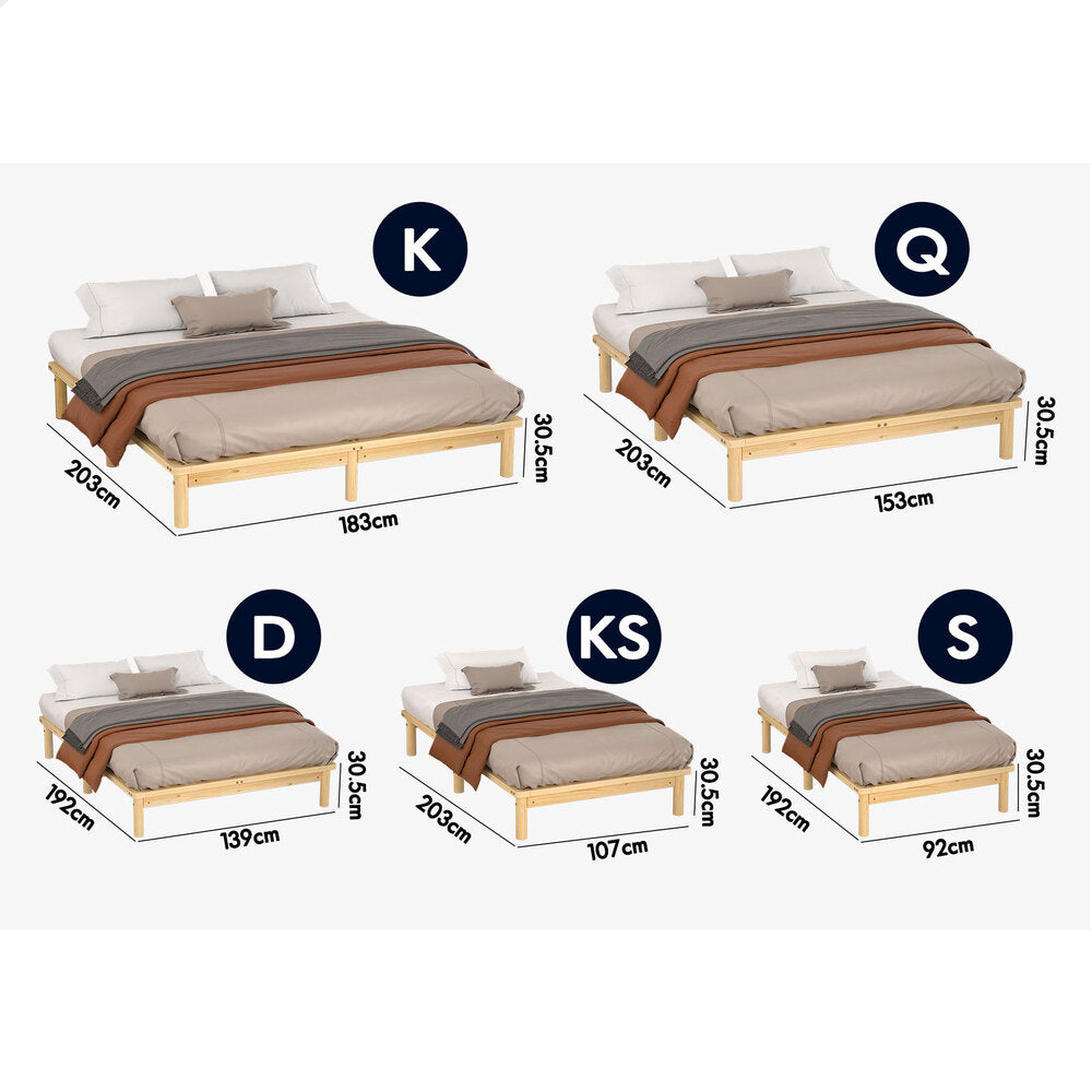 ALFORDSON Bed Frame Wooden Timber King Size Mattress Base Platform Basia Oak