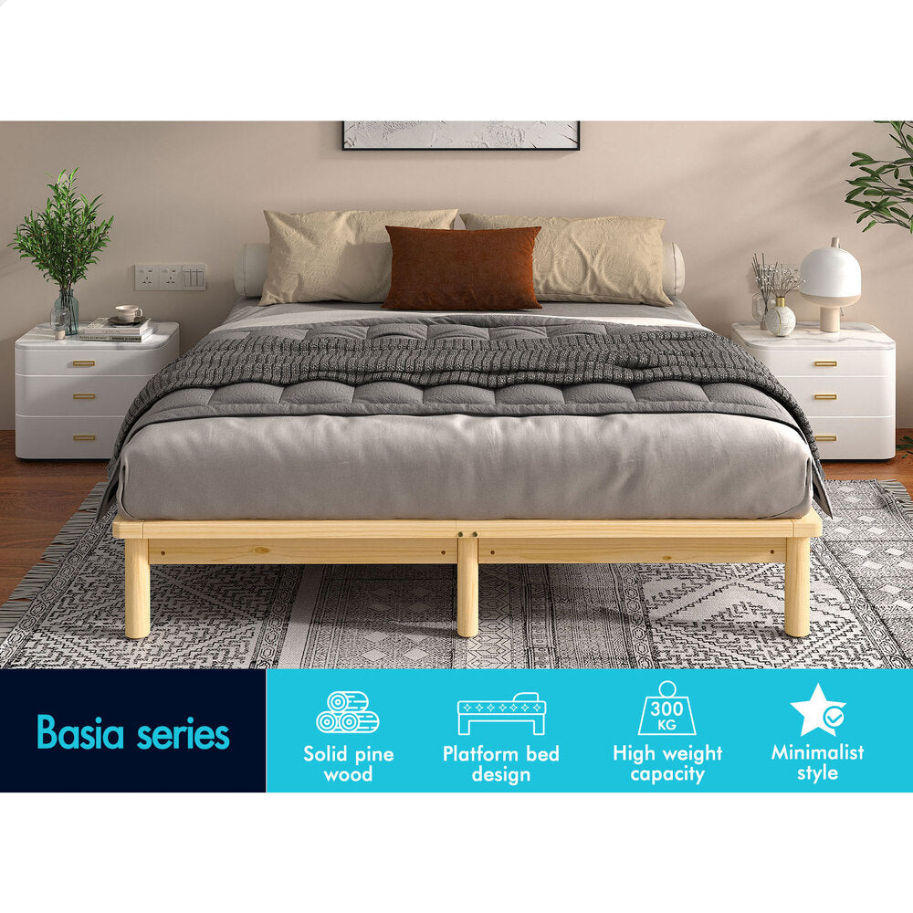 ALFORDSON Bed Frame Wooden Timber King Size Mattress Base Platform Basia Oak