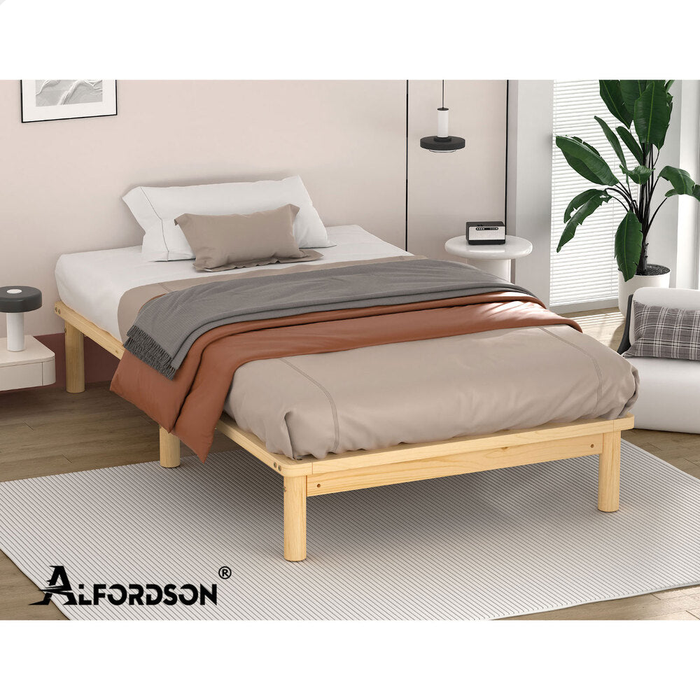 ALFORDSON Bed Frame Wooden Timber King Single Mattress Base Platform Basia Oak
