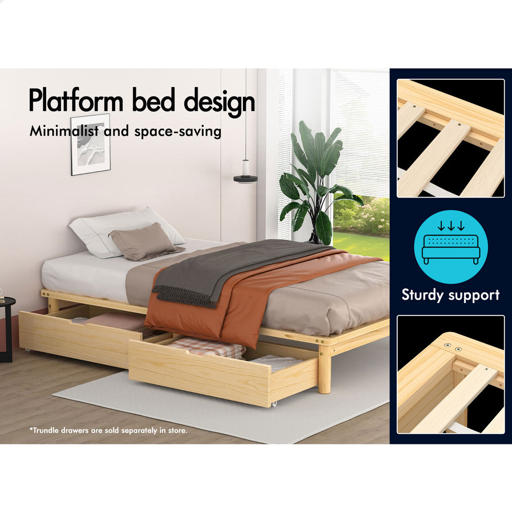 ALFORDSON Bed Frame Wooden Timber King Single Mattress Base Platform Basia Oak