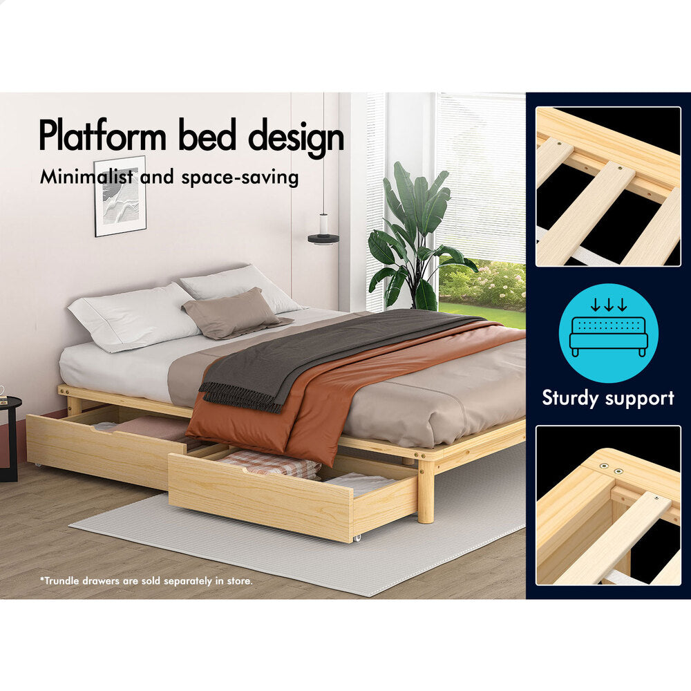 ALFORDSON Bed Frame Wooden Timber Queen Size Mattress Base Platform Basia Oak