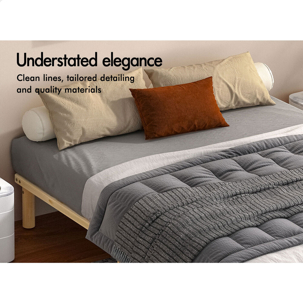 ALFORDSON Bed Frame Wooden Timber Queen Size Mattress Base Platform Basia Oak