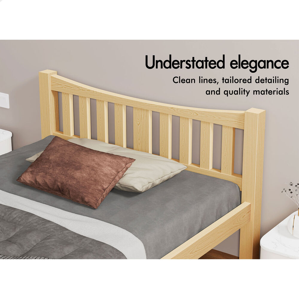 ALFORDSON Bed Frame Wooden King Single Solid Pine Timber Base Oak CAMBRIE