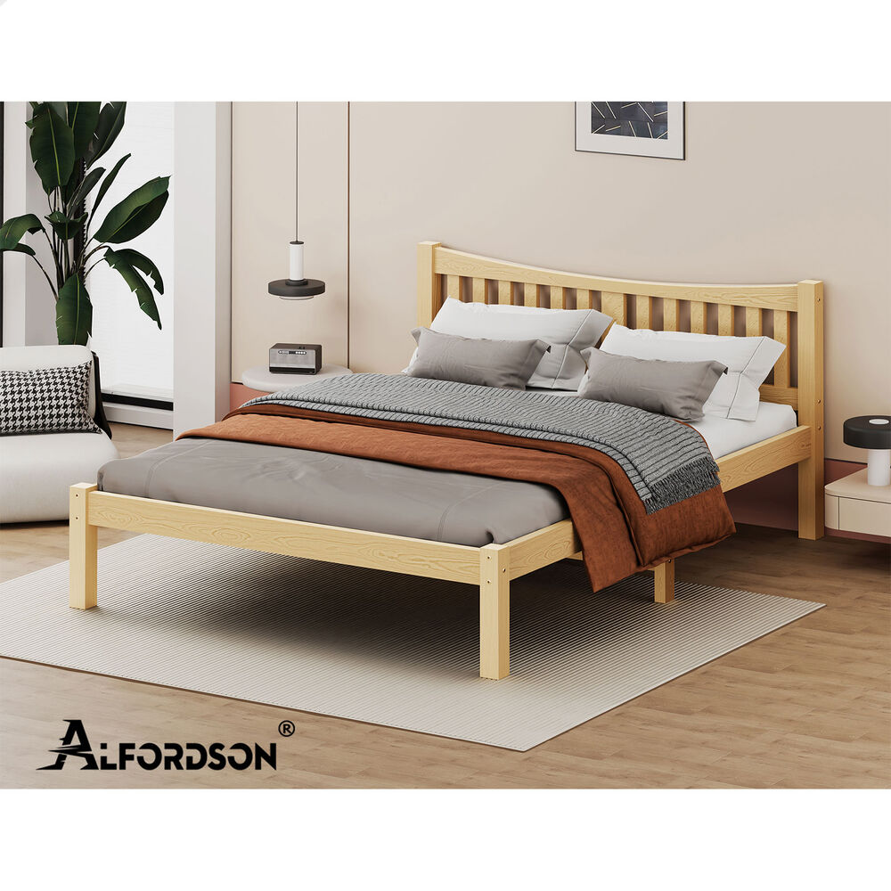 ALFORDSON Bed Frame Wooden Queen Size Solid Pine Timber Base Oak CAMBRIE