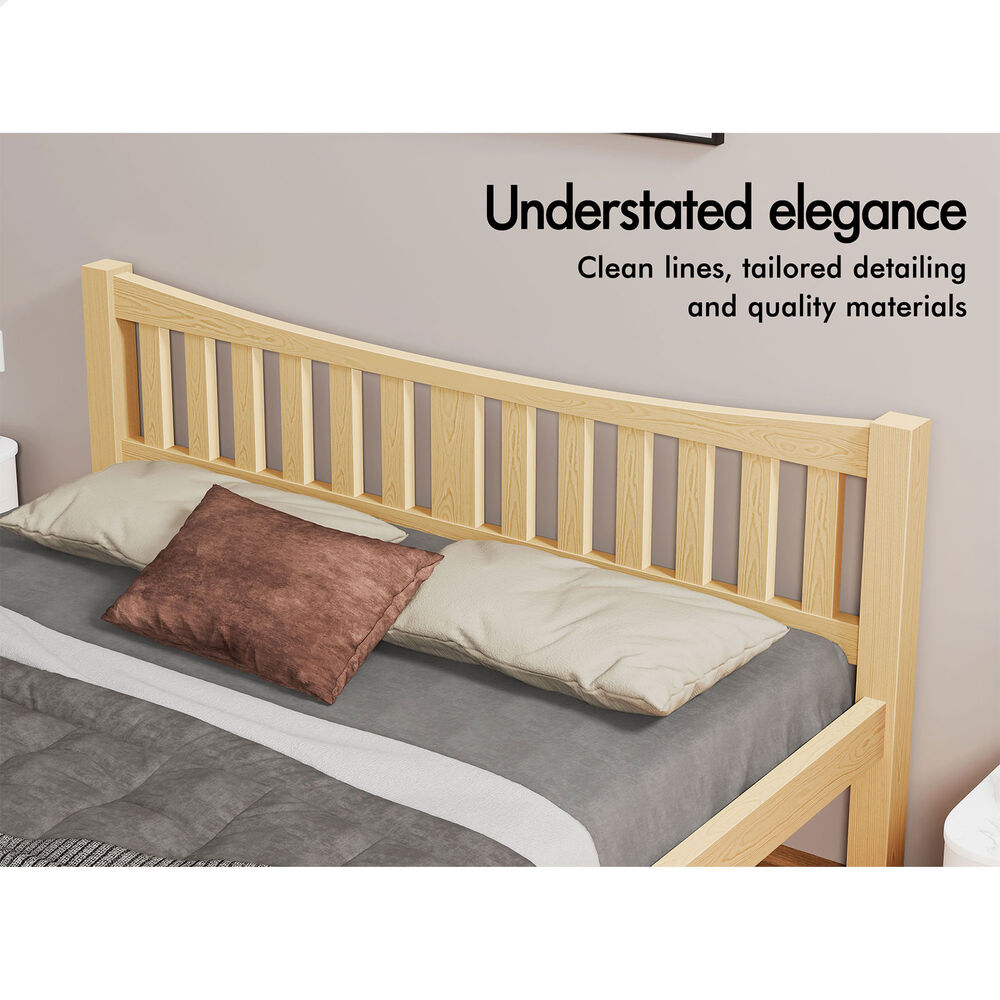 ALFORDSON Bed Frame Wooden Queen Size Solid Pine Timber Base Oak CAMBRIE