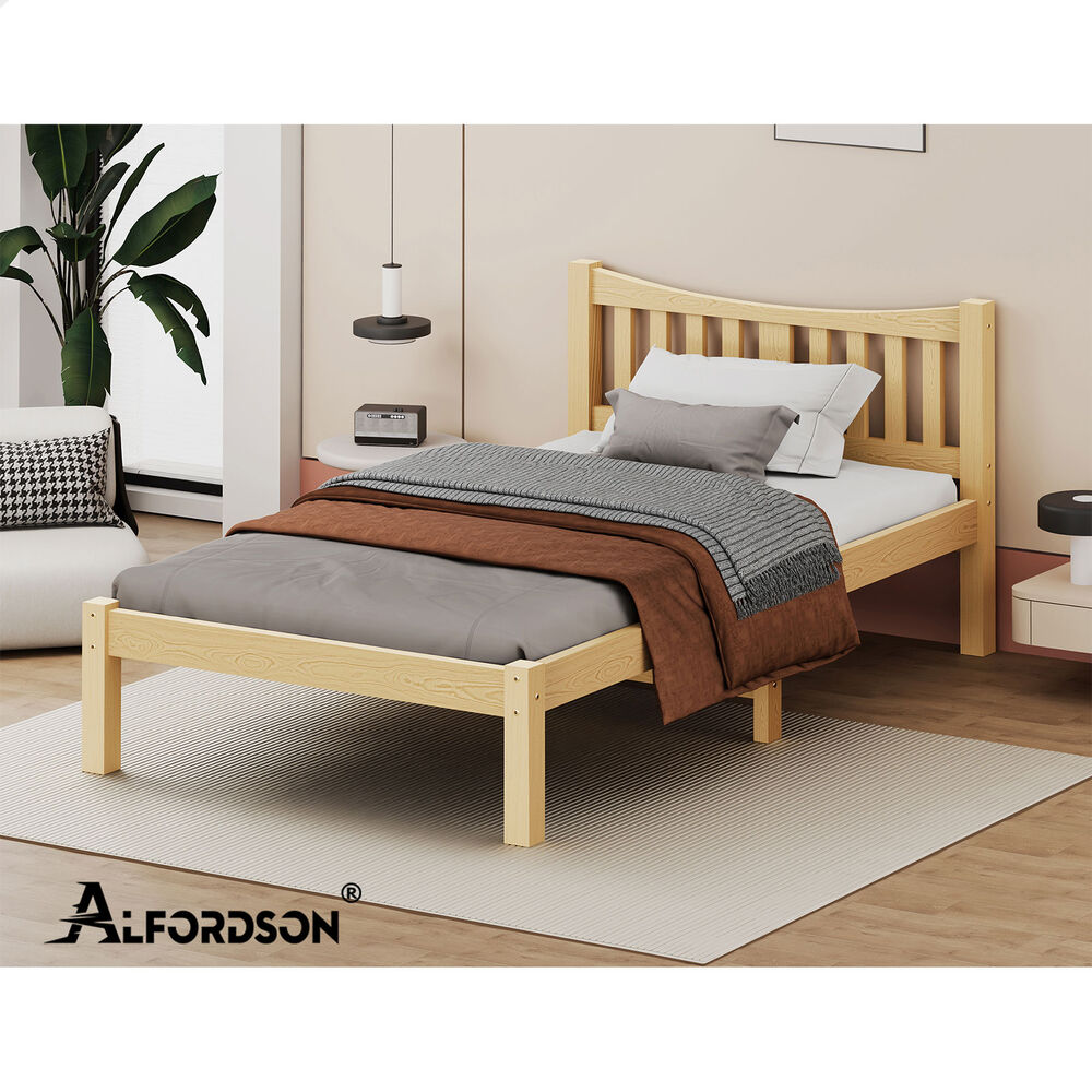 ALFORDSON Bed Frame Wooden Single Size Solid Pine Timber Base Oak CAMBRIE