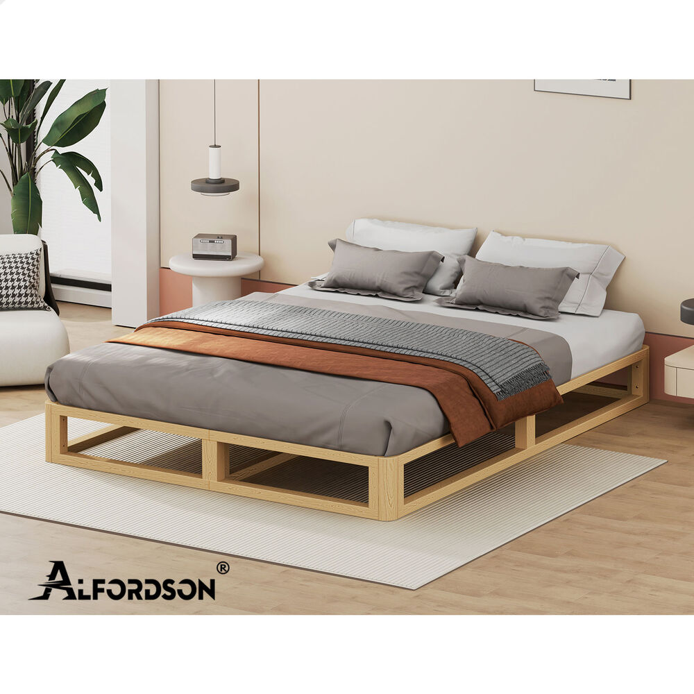 ALFORDSON Bed Frame Wooden Timber King Size Mattress Base Platform Oak JACOB