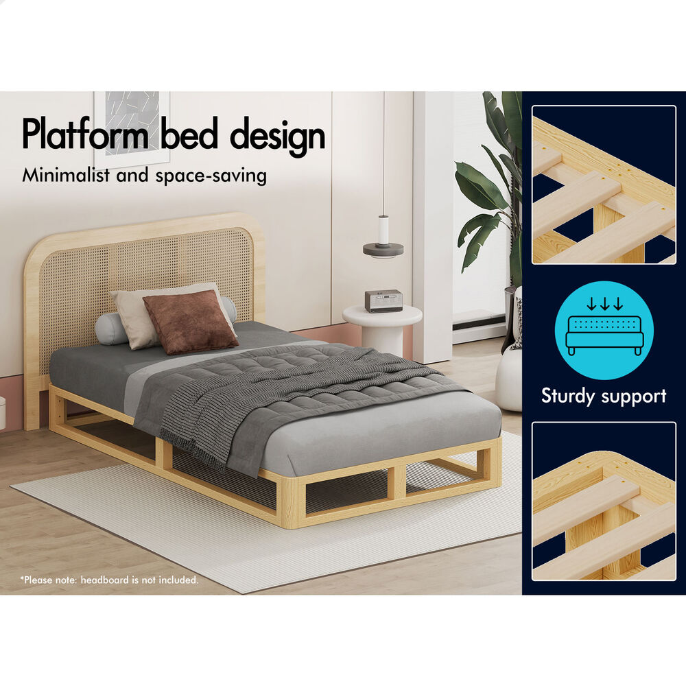 ALFORDSON Bed Frame Wooden Timber King Single Mattress Base Platform Oak JACOB