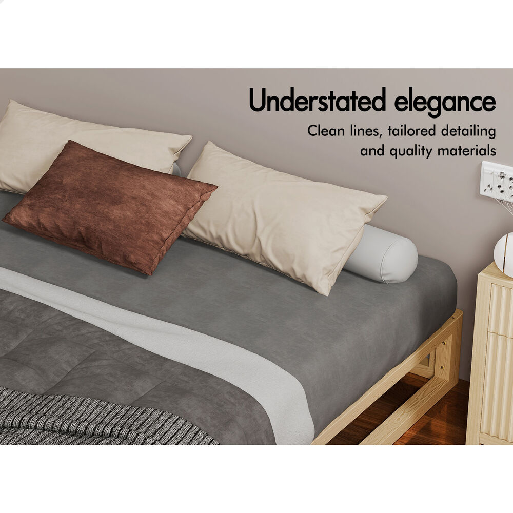 ALFORDSON Bed Frame Wooden Timber Queen Size Mattress Base Platform Oak JACOB