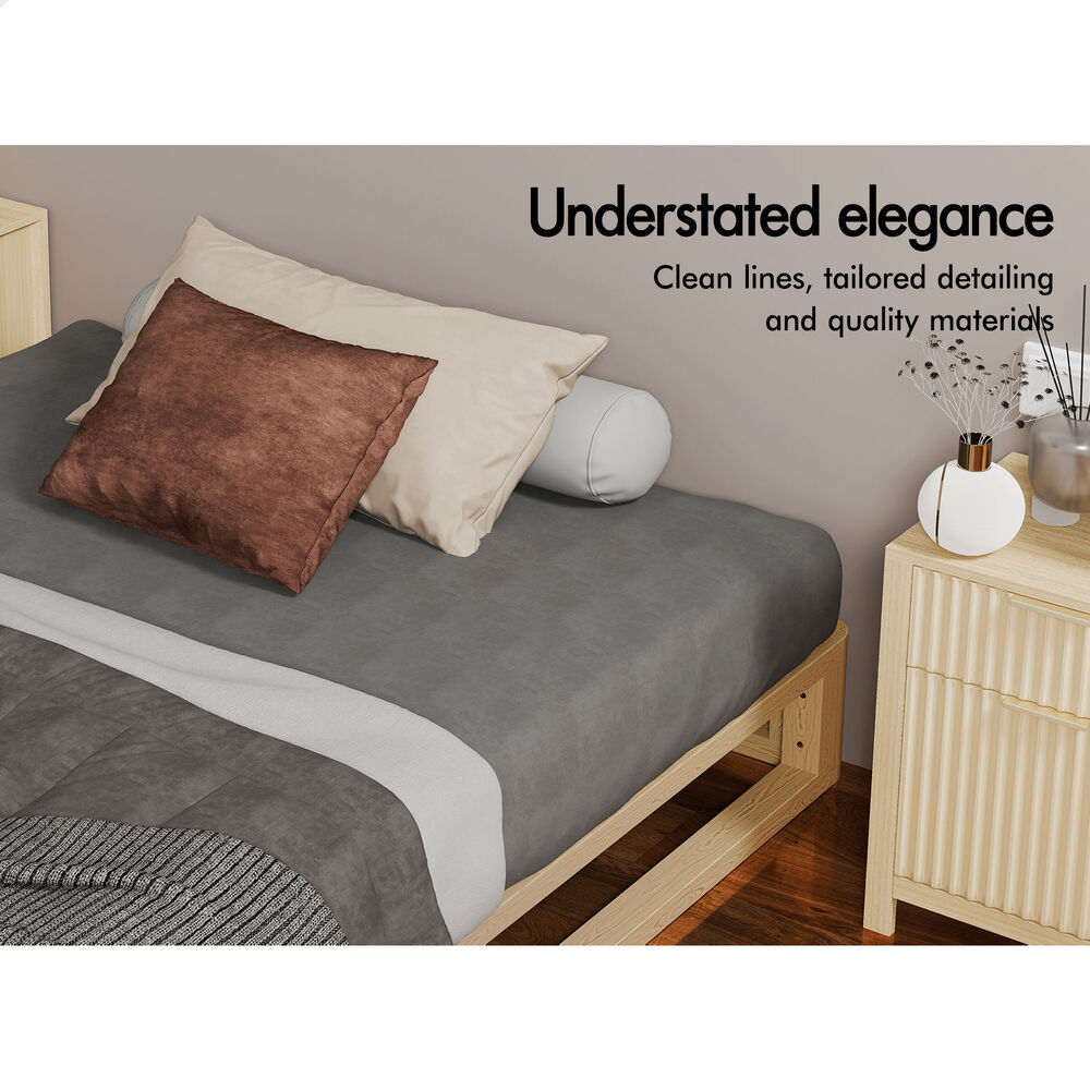 ALFORDSON Bed Frame Wooden Timber Single Size Mattress Base Platform Oak JACOB