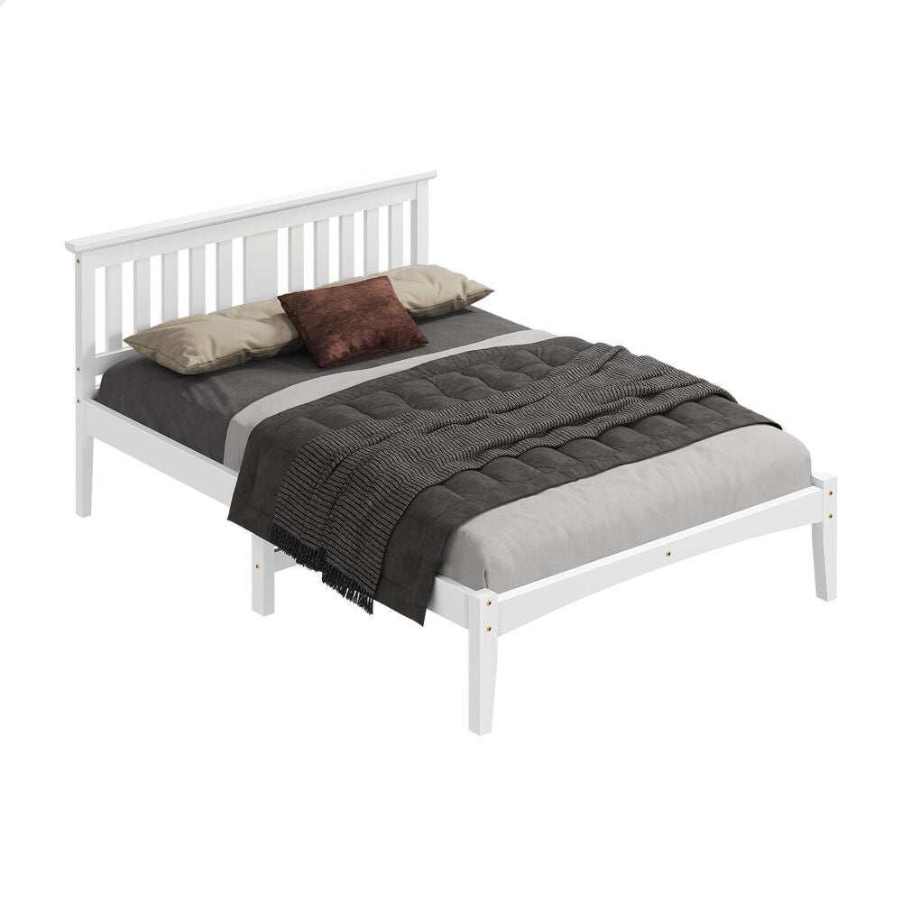 ALFORDSON Bed Frame Wooden Timber Double Size Mattress Base Platform White ELGIN