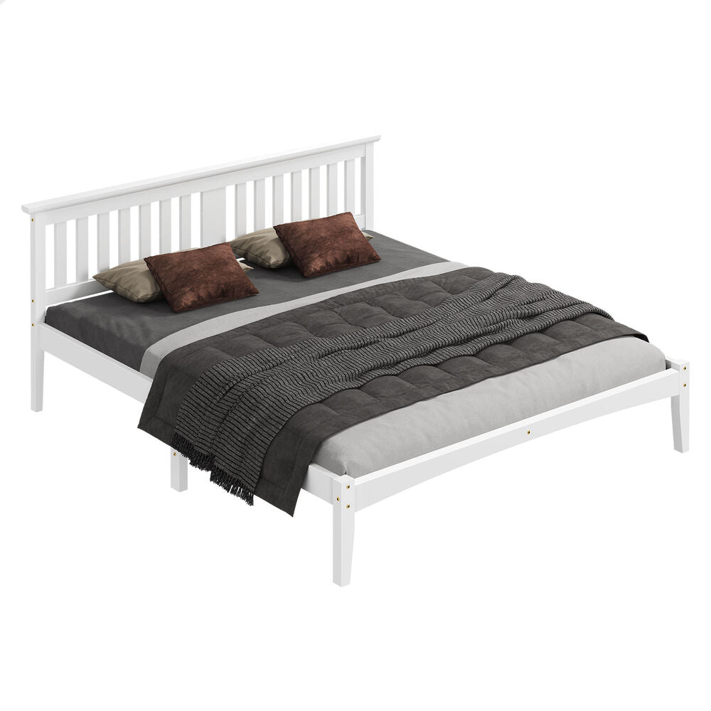 ALFORDSON Bed Frame Wooden Timber King Size Mattress Base Platform White ELGIN