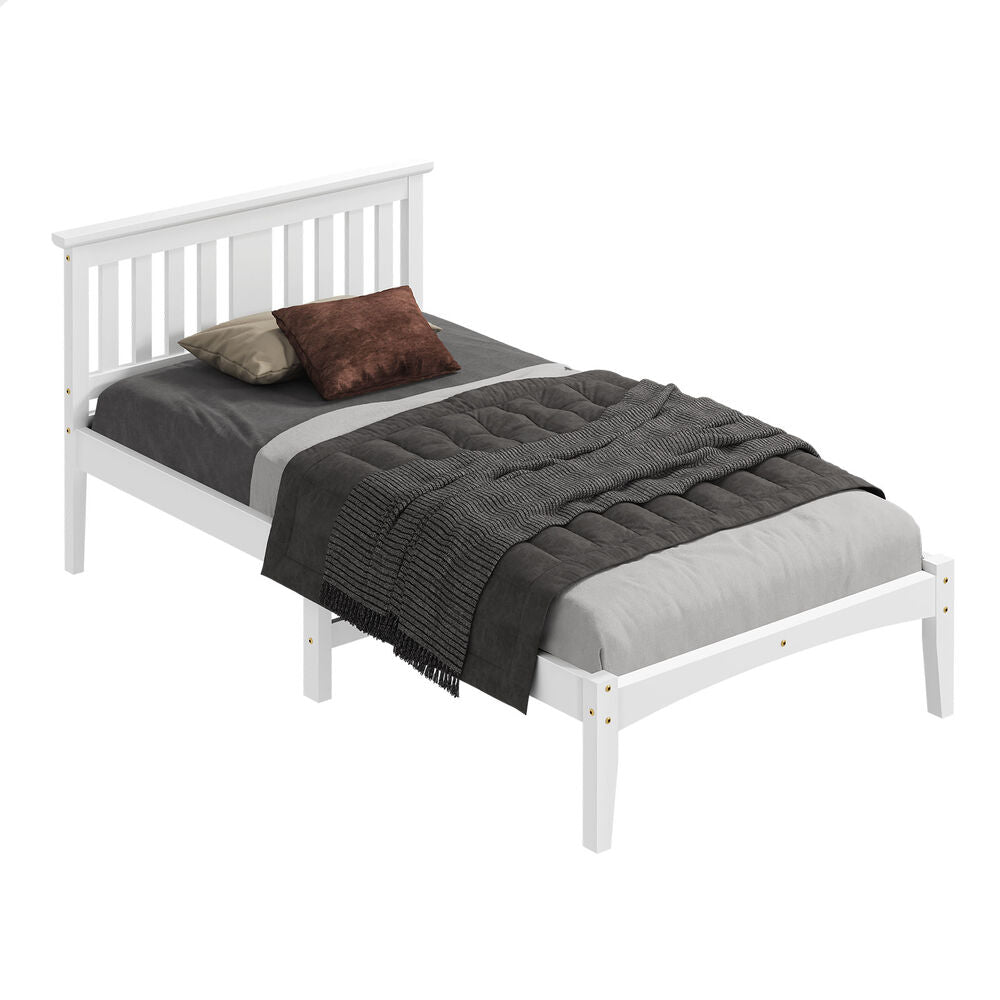 ALFORDSON Bed Frame Wooden Timber King Single Mattress Base Platform White ELGIN