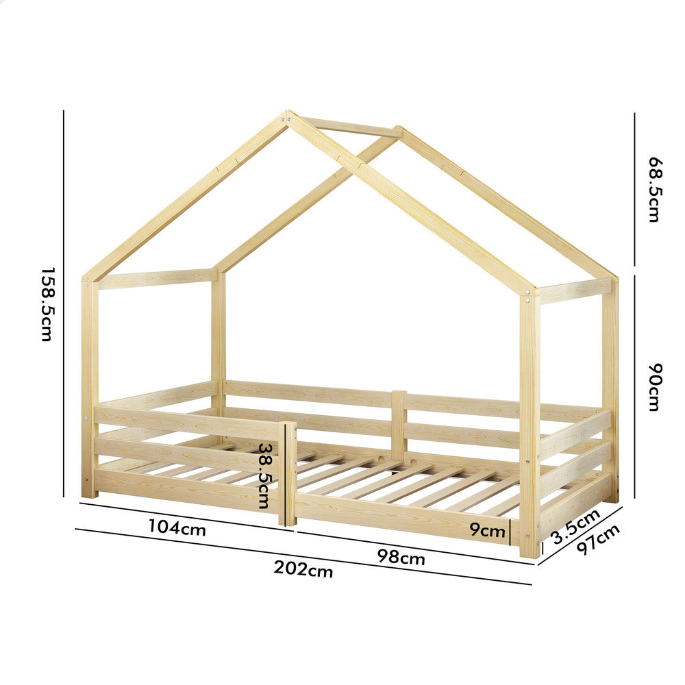 ALFORDSON Kids Bed Frame Wooden Timber Single Mattress Base Platform Oak