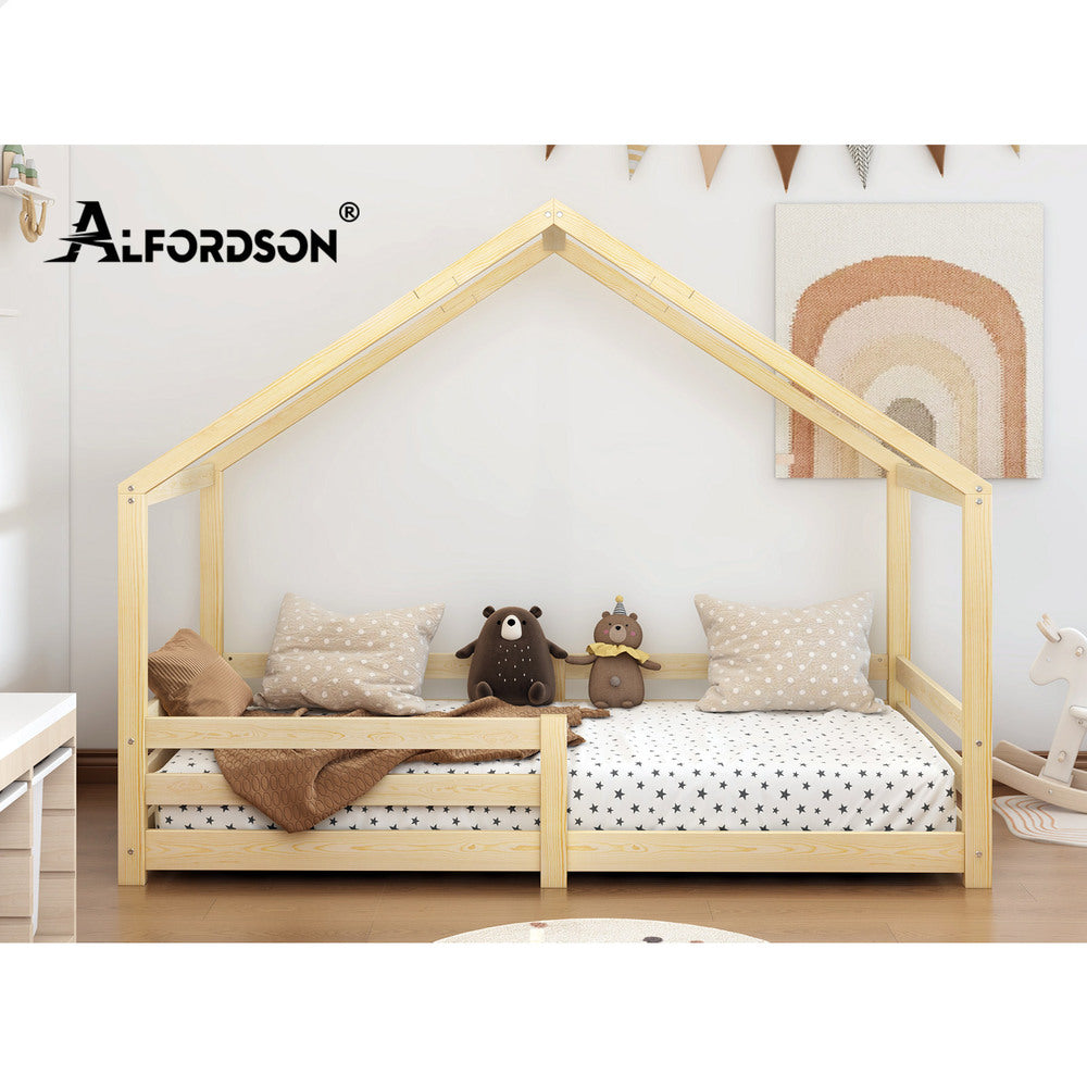ALFORDSON Kids Bed Frame Wooden Timber Single Mattress Base Platform Oak
