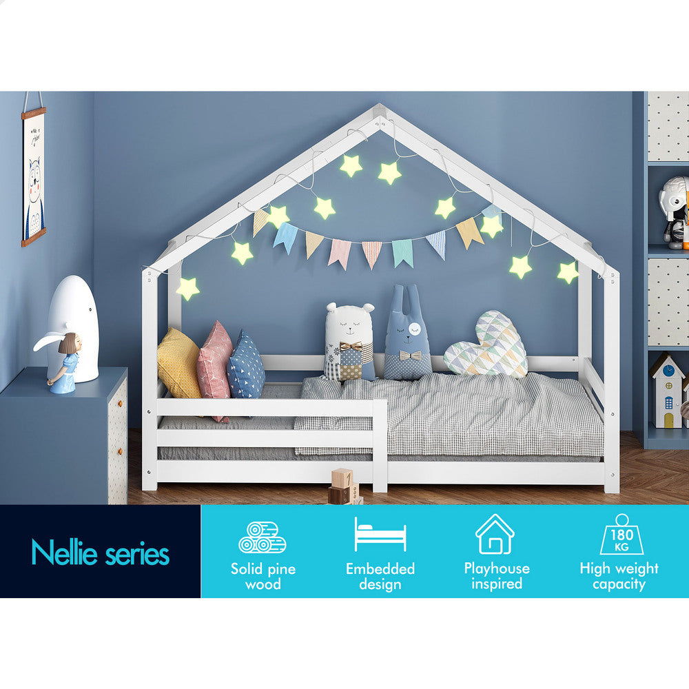 ALFORDSON Kids Bed Frame Wooden Timber Single Mattress Base Platform White