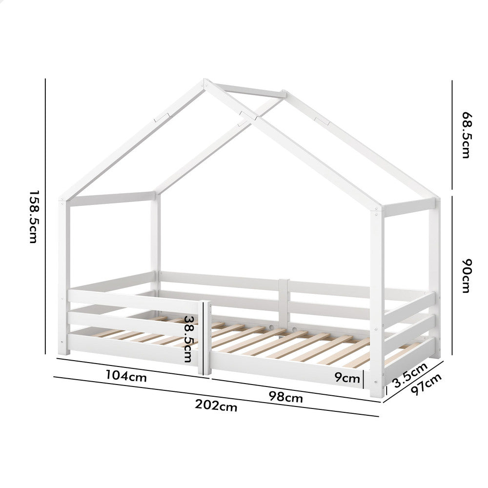 ALFORDSON Kids Bed Frame Wooden Timber Single Mattress Base Platform White
