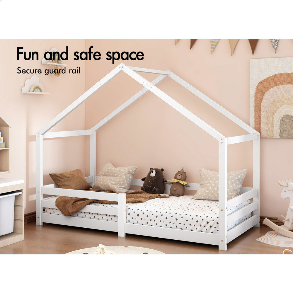 ALFORDSON Kids Bed Frame Wooden Timber Single Mattress Base Platform White