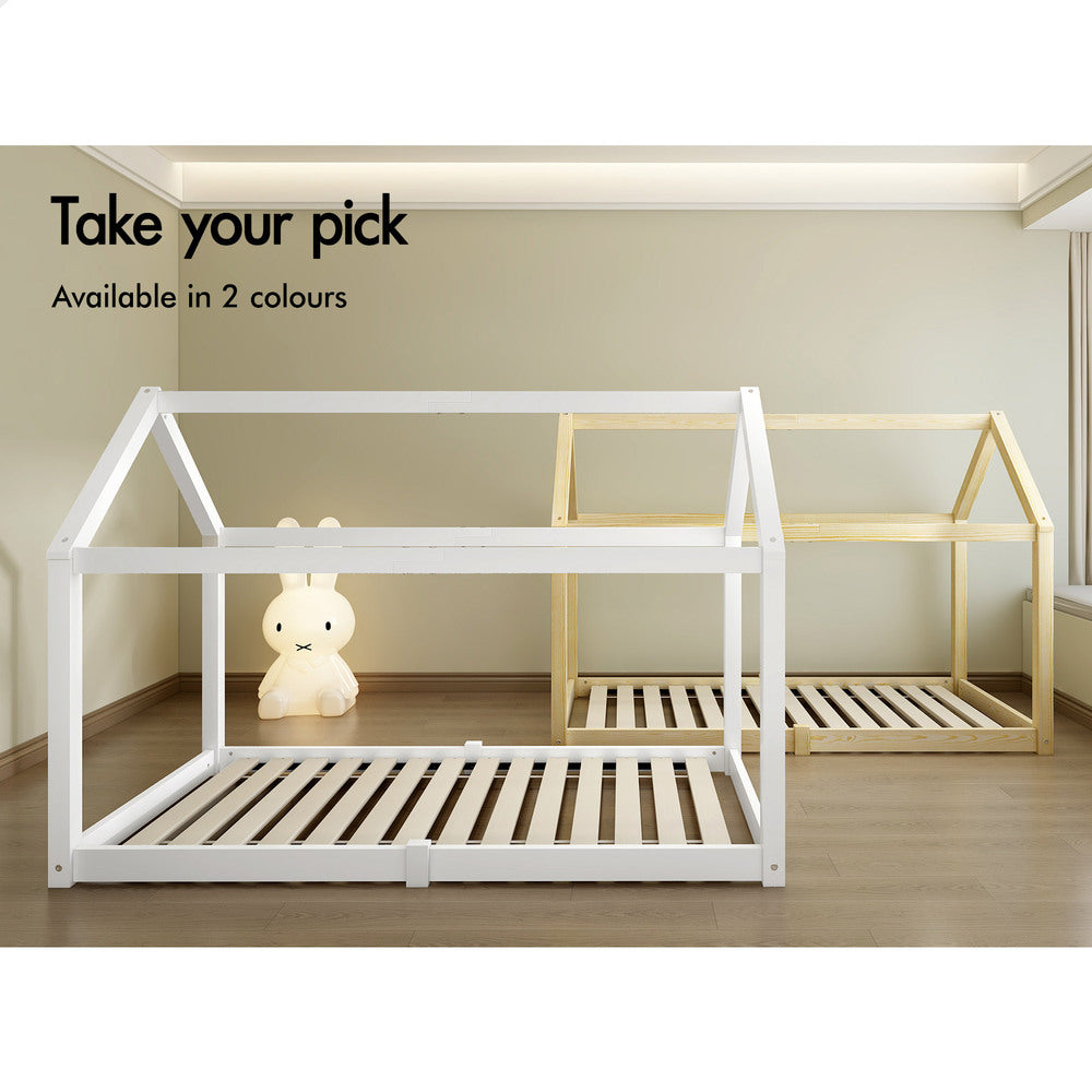 ALFORDSON Kids Bed Frame Wooden Timber Single House Frame Platform Bed Base Oak Rocco