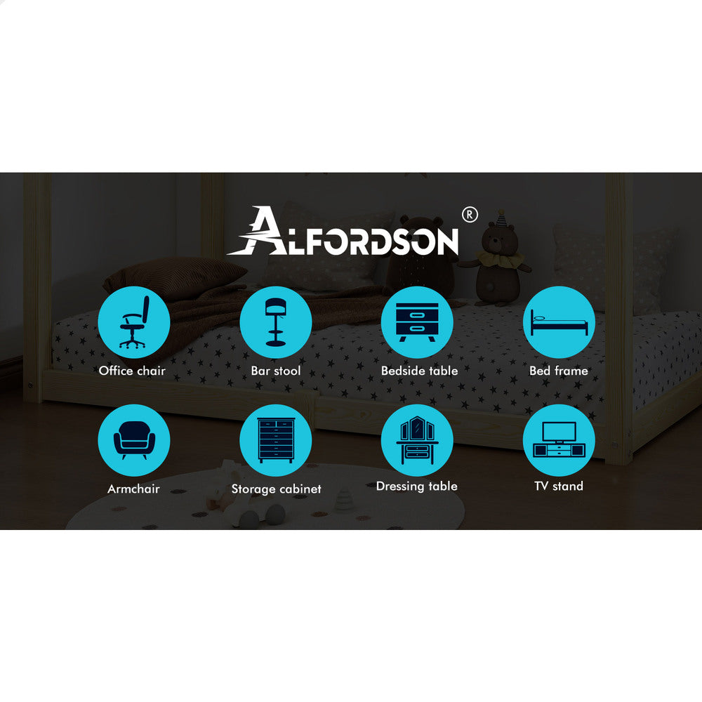 ALFORDSON Kids Bed Frame Wooden Timber Single House Frame Platform Bed Base Oak Rocco