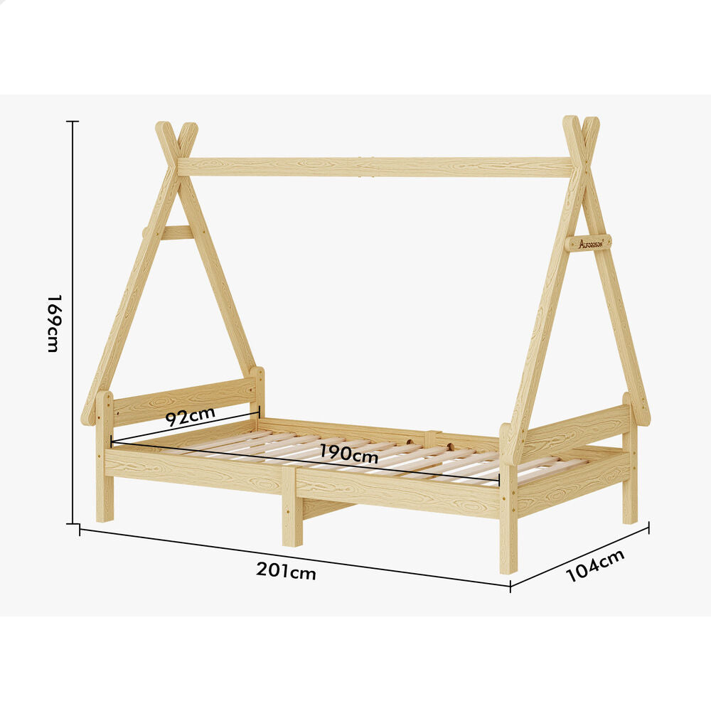 ALFORDSON Kids Bed Frame Wooden Timber Single House Frame Platform Base ESTELLE