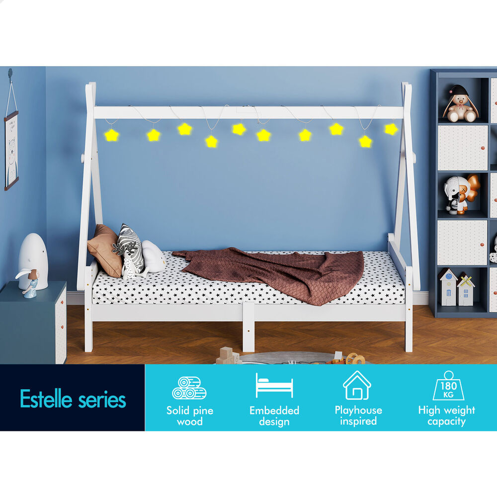 ALFORDSON Kids Bed Frame Wooden Timber Single House Frame Platform Base ESTELLE