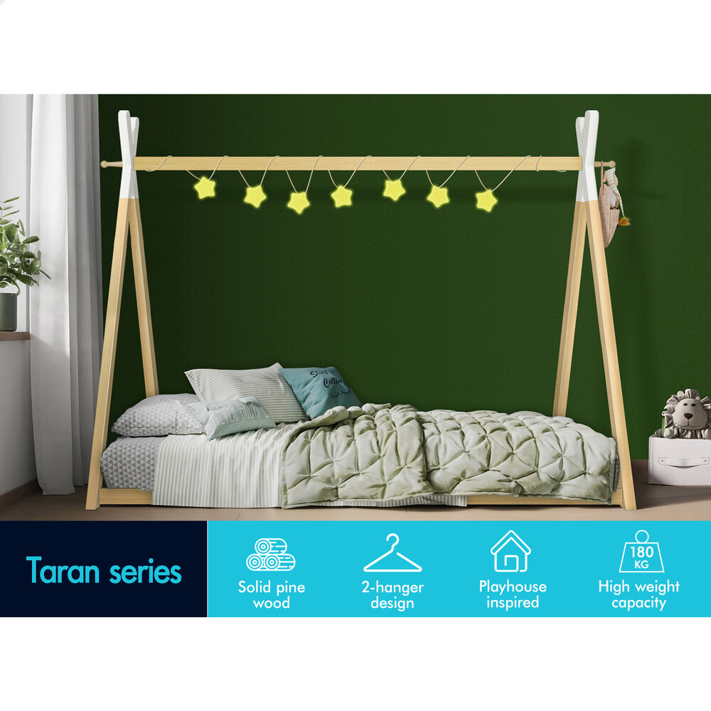 ALFORDSON Bed Frame Wooden Single Timber Teepee House Base Platform Oak TARAN