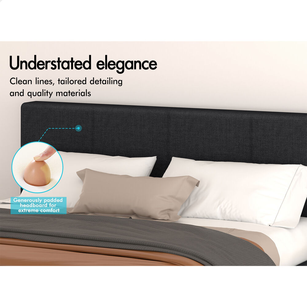 ALFORDSON Bed Frame King Size Gas Lift Storage Base Fabric Charcoal TRICIA