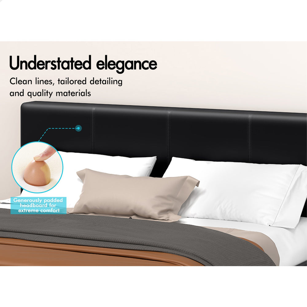 ALFORDSON Bed Frame Queen Size Gas Lift Storage Base Black Leather TRICIA