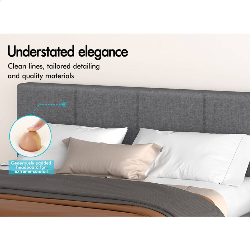 ALFORDSON Bed Frame Queen Size Gas Lift Storage Base Grey Fabric TRICIA
