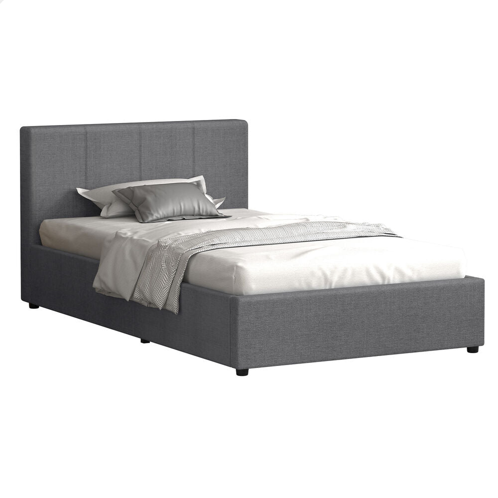 ALFORDSON Bed Frame Single Size Gas Lift Storage Base Grey Fabric TRICIA